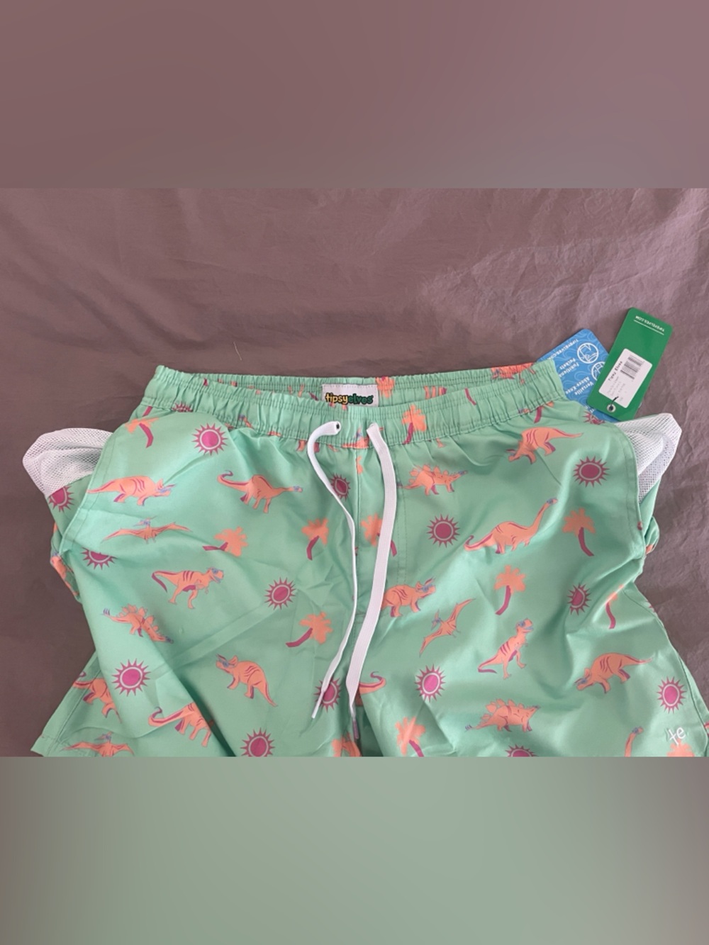Tipsy Elves Dinosaur Desert Swim Trunks | 7" Inseam | Size L | NEW fun print - Picture 6 of 10